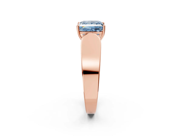 Rose Gold Princess Cut Channel Set Engagement Ring Setting for Fancy Blue Center with Wide Band