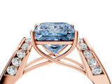 Rose gold Fancy Blue Princess Cut Diamond Channel Set Solitaire Ring with Four-Prong Setting_52