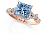Rose gold Fancy Blue Princess Cut Diamond Cluster Pavé Band with Four-Prong Setting_4