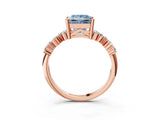 Rose gold Fancy Blue Princess Cut Diamond Cluster Pavé Band with Four-Prong Setting_6