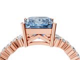 Rose gold Fancy Blue Princess Cut Diamond Cluster Pavé Band with Four-Prong Setting_7