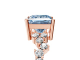 Rose gold Fancy Blue Princess Cut Diamond Cluster Pavé Band with Four-Prong Setting_8