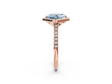 Rose gold Fancy Blue Princess Cut Diamond Cushion Halo Ring with Pavé Band_2