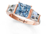 Rose gold Fancy Blue Princess Cut Diamond Engagement Ring with Baguette Side Stones and Channel Set Band_21