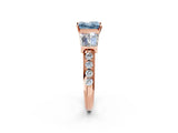 Rose gold Fancy Blue Princess Cut Diamond Engagement Ring with Baguette Side Stones and Channel Set Band_22