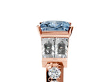 Rose gold Fancy Blue Princess Cut Diamond Engagement Ring with Baguette Side Stones and Channel Set Band_25