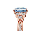 Rose gold Fancy Blue Princess  Cut Diamond Engagement Ring with Bezel Set Round Side Stones and Prong Setting_107