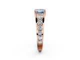 Rose gold Fancy Blue Princess  Cut Diamond Engagement Ring with Pavé Band and Four-Prong Setting_5