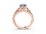 Rose gold Fancy Blue Princess  Cut Diamond Engagement Ring with Pavé Band and Four-Prong Setting_6