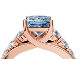 Rose gold Fancy Blue Princess  Cut Diamond Engagement Ring with Pavé Band and Four-Prong Setting_7