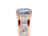 Rose gold Fancy Blue Princess  Cut Diamond Engagement Ring with Pavé Band and Four-Prong Setting_8