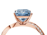 Rose gold Fancy Blue Princess Cut Diamond Engagement Ring with Side Stone Accents and Four-Prong Setting_100
