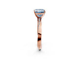 Rose gold Fancy Blue Princess Cut Diamond Engagement Ring with Side Stone Accents and Four-Prong Setting_26