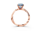 Rose gold Fancy Blue Princess Cut Diamond Engagement Ring with Side Stone Accents and Four-Prong Setting_27