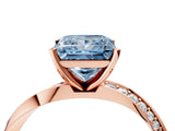 Rose gold Fancy Blue Princess Cut Diamond Engagement Ring with Side Stone Accents and Four-Prong Setting_28