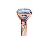 Rose gold Fancy Blue Princess Cut Diamond Engagement Ring with Side Stone Accents and Four-Prong Setting_29