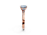 Rose gold Fancy Blue Princess Cut Diamond Engagement Ring with Side Stone Accents and Four-Prong Setting_98