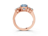 Rose gold Fancy Blue Princess  Cut Diamond Five-Stone Prong Set White Gold Ring_35