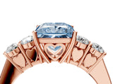Rose gold Fancy Blue Princess  Cut Diamond Five-Stone Prong Set White Gold Ring_36