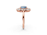 Rose gold Fancy Blue Princess Cut Diamond Floral Double Halo Engagement Ring with Prong Setting_26