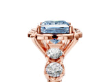 Rose gold Fancy Blue Princess  Cut Diamond Floral Halo Engagement Ring with Shared Prong Setting 5