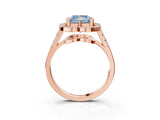 Rose gold Fancy Blue Princess Cut Diamond Floral Halo Split Shank Prong Setting Ring_15