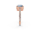 Rose gold Fancy Blue Princess Cut Diamond Halo Engagement Ring with Pavé Band and Prong Setting_29