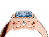 Rose gold Fancy Blue Princess Cut Diamond Halo Engagement Ring with Pavé Band and Prong Setting_31