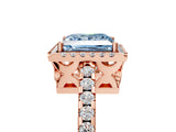 Rose gold Fancy Blue Princess Cut Diamond Halo Engagement Ring with Pavé Band and Prong Setting_32