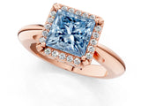 Rose gold Fancy Blue Princess  Cut Diamond Halo Engagement Ring with Split Shank and Four-Prong Setting_91
