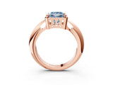 Rose gold Fancy Blue Princess  Cut Diamond Halo Engagement Ring with Split Shank and Four-Prong Setting_93