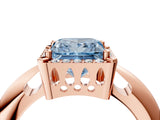 Rose gold Fancy Blue Princess  Cut Diamond Halo Engagement Ring with Split Shank and Four-Prong Setting_94