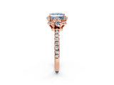 Rose gold Fancy Blue Princess Cut Diamond Halo Pave Band with Four-Prong Setting_5