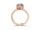 Rose gold Fancy Blue Princess Cut Diamond Halo Pave Band with Four-Prong Setting_6