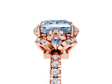 Rose gold Fancy Blue Princess Cut Diamond Halo Pave Band with Four-Prong Setting_8