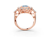 Rose gold Fancy Blue Princess Cut Diamond Halo Ring with Pavé Band and Four-Prong Setting_44