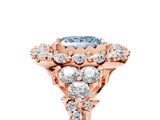 Rose gold Fancy Blue Princess Cut Diamond Halo Ring with Pavé Band and Four-Prong Setting_46