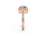 Rose gold Fancy Blue Princess Cut Diamond Halo Ring with Pavé Band and Prong Setting_2