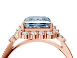 Rose gold Fancy Blue Princess Cut Diamond Halo Ring with Pear Side Stones and Prong Setting_72