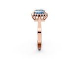 Rose gold Fancy Blue Princess  Cut Diamond Halo Ring with Round Brilliant Halo and Solitaire Band_94