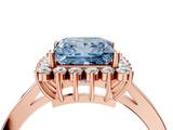 Rose gold Fancy Blue Princess  Cut Diamond Halo Ring with Round Brilliant Halo and Solitaire Band_96