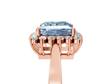 Rose gold Fancy Blue Princess  Cut Diamond Halo Ring with Round Brilliant Halo and Solitaire Band_97
