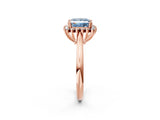 Rose gold Fancy Blue Princess  Cut Diamond Halo Ring with Solitaire Band and Prong Setting_55