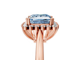 Rose gold Fancy Blue Princess  Cut Diamond Halo Ring with Solitaire Band and Prong Setting_58