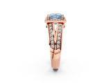 Rose gold Fancy Blue Princess Cut Diamond Halo Ring with Split Shank Pavé Band and Four-Prong Setting_2