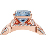 Rose gold Fancy Blue Princess Cut Diamond Halo Ring with Split Shank and Bezel Accents and Four-Prong Setting_4