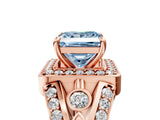 Rose gold Fancy Blue Princess Cut Diamond Halo Ring with Split Shank and Bezel Accents and Four-Prong Setting_5