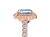 Rose gold Fancy Blue Princess  Cut Diamond Milgrain Floral Halo Engagement Ring with Pavé Band_20