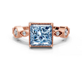 Rose gold Fancy Blue Princess  Cut Diamond Milgrain Marquise Band with Prong Setting_3