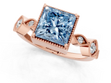Rose gold Fancy Blue Princess  Cut Diamond Milgrain Marquise Band with Prong Setting_4